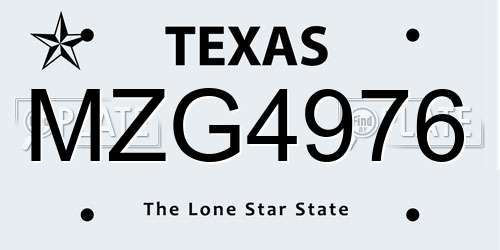 MZG4976 Texas License Plate