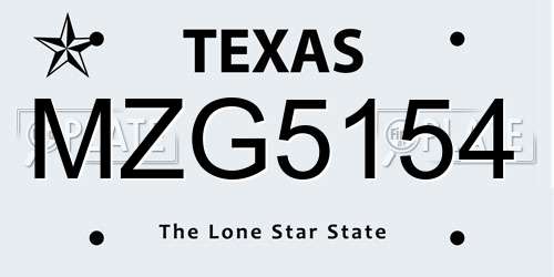 MZG5154 Texas License Plate