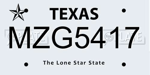 MZG5417 Texas License Plate