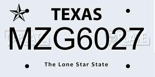 MZG6027 Texas License Plate