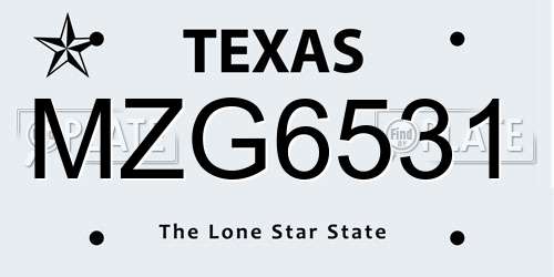 MZG6531 Texas License Plate