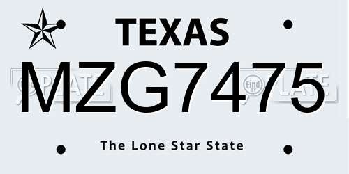 MZG7475 Texas License Plate
