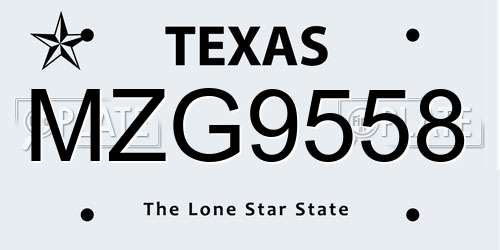 MZG9558 Texas License Plate