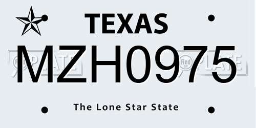 MZH0975 Texas License Plate