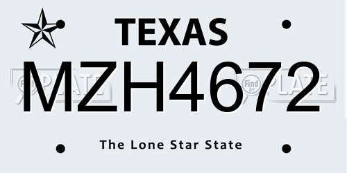 MZH4672 Texas License Plate