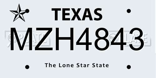 MZH4843 Texas License Plate