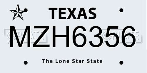 MZH6356 Texas License Plate
