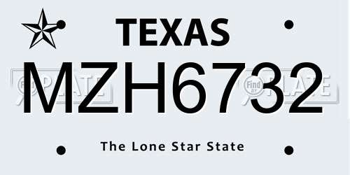 MZH6732 Texas License Plate