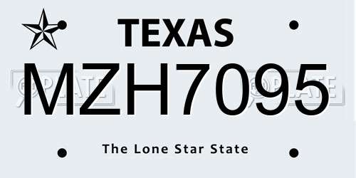 MZH7095 Texas License Plate