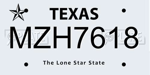 MZH7618 Texas License Plate