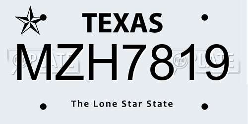 MZH7819 Texas License Plate