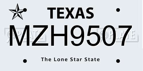 MZH9507 Texas License Plate