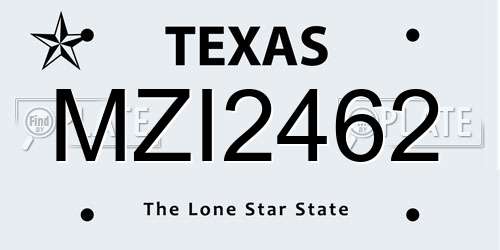 MZI2462 Texas License Plate