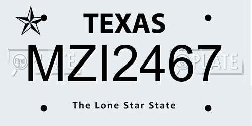 MZI2467 Texas License Plate