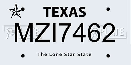 MZI7462 Texas License Plate