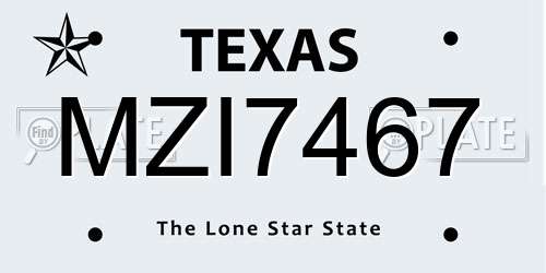 MZI7467 Texas License Plate