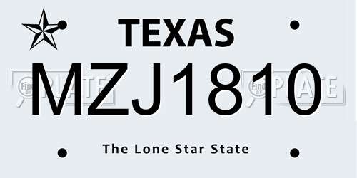 MZJ1810 Texas License Plate