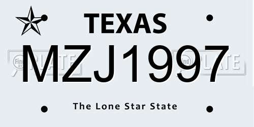 MZJ1997 Texas License Plate
