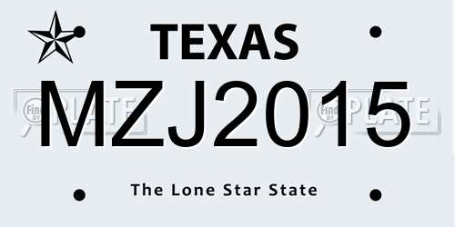 MZJ2015 Texas License Plate