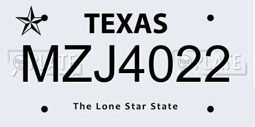 MZJ4022 Texas License Plate