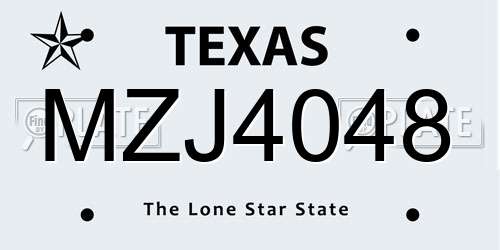 MZJ4048 Texas License Plate