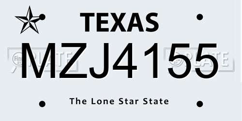 MZJ4155 Texas License Plate