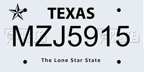 MZJ5915 Texas License Plate