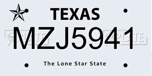 MZJ5941 Texas License Plate