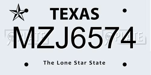 MZJ6574 Texas License Plate