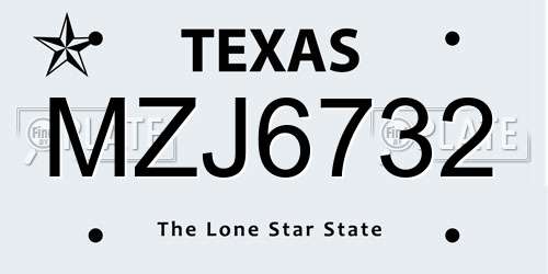 MZJ6732 Texas License Plate