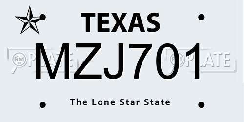 MZJ701 Texas License Plate