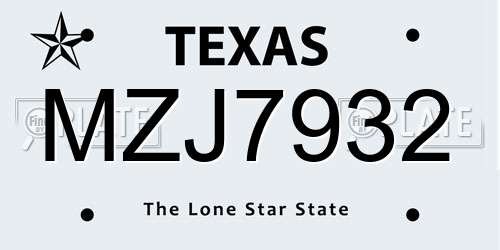 MZJ7932 Texas License Plate