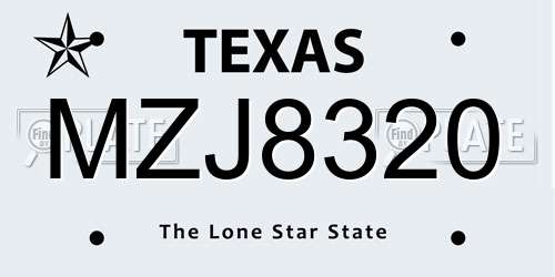 MZJ8320 Texas License Plate