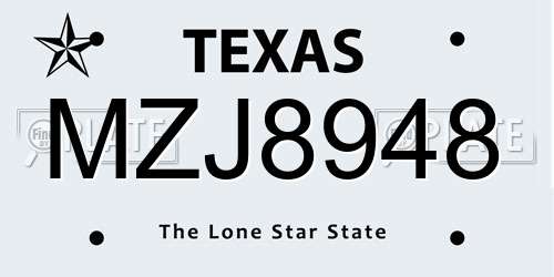 MZJ8948 Texas License Plate