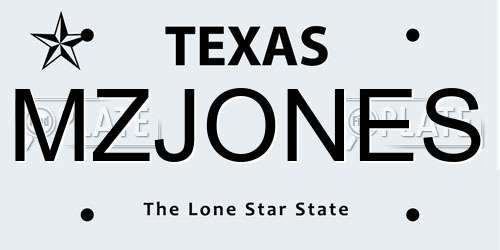MZJONES Texas License Plate