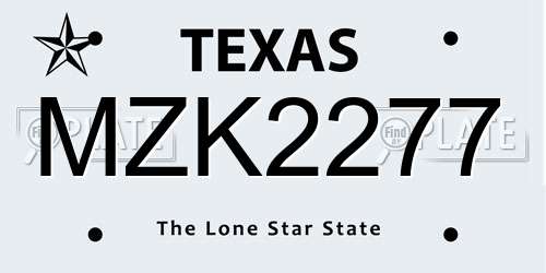 MZK2277 Texas License Plate