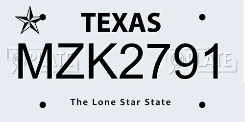 MZK2791 Texas License Plate