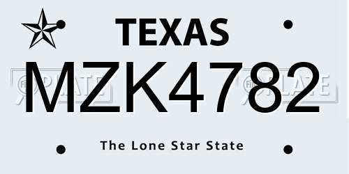 MZK4782 Texas License Plate