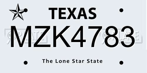 MZK4783 Texas License Plate