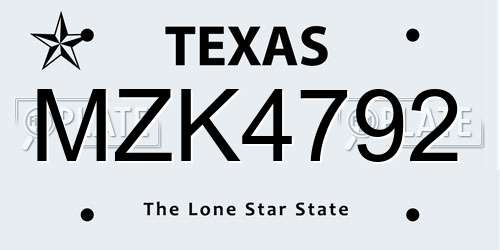 MZK4792 Texas License Plate