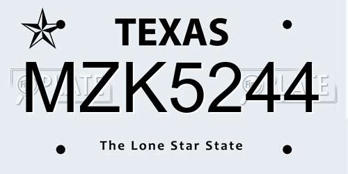 MZK5244 Texas License Plate