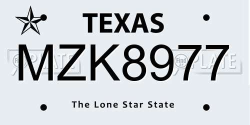 MZK8977 Texas License Plate