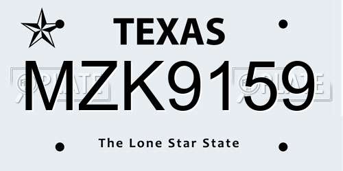 MZK9159 Texas License Plate