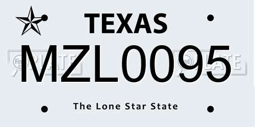 MZL0095 Texas License Plate