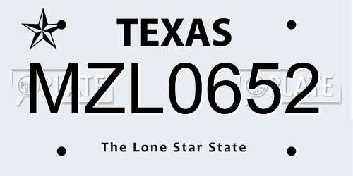 MZL0652 Texas License Plate