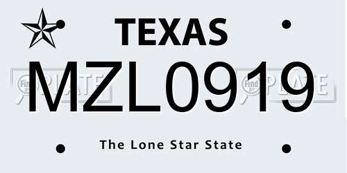 MZL0919 Texas License Plate