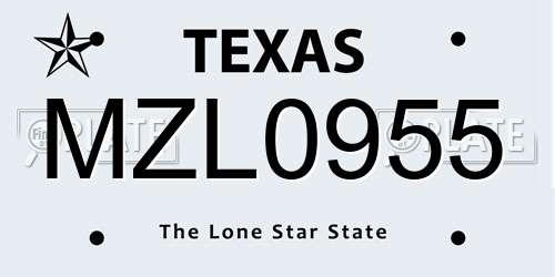 MZL0955 Texas License Plate