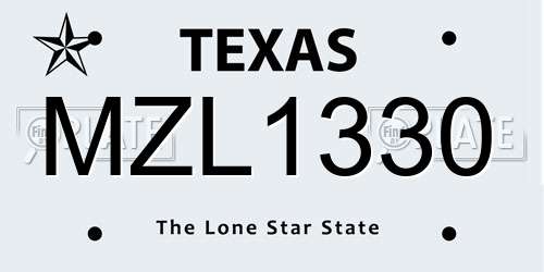 MZL1330 Texas License Plate
