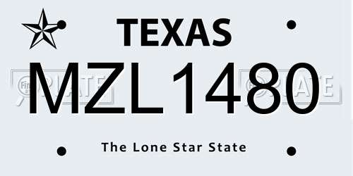 MZL1480 Texas License Plate
