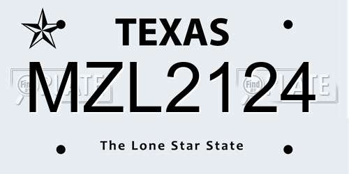 MZL2124 Texas License Plate